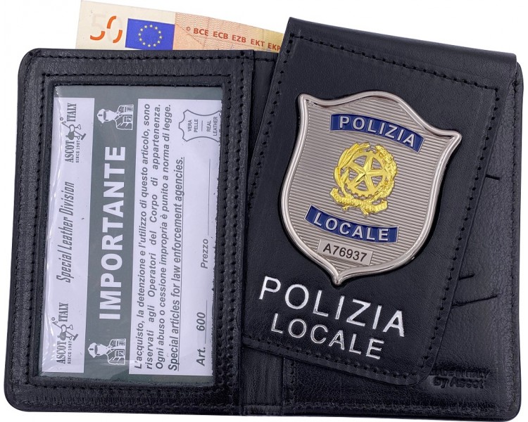 PORTAFOGLIO POLIZIA LOCALE CON PLACCA AS 45