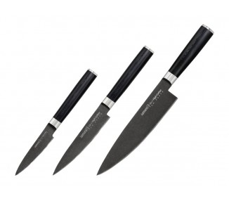 COLTELLI SET 3 PZ CARBON NERO SAMURA