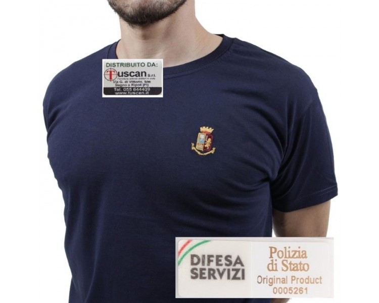 T-SHIRT POLIZIA DI STATO BLU CON FREGIO