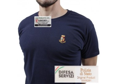 T-SHIRT POLIZIA DI STATO BLU CON FREGIO