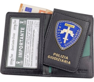 PORTAFOGLIO POLIZIA GIUDIZIARIA CON PLACCA BLU