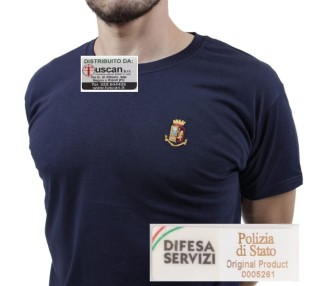 T-SHIRT POLIZIA DI STATO BLU CON FREGIO