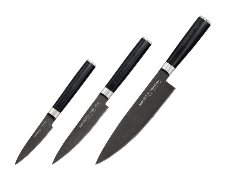 COLTELLI SET 3 PZ CARBON NERO SAMURA