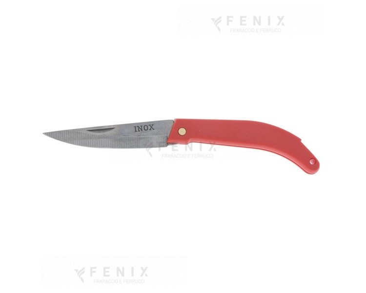 COLTELLO PESCA INOX PLASTICA ROSSO