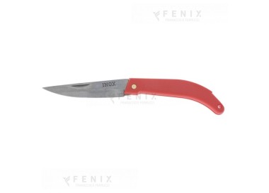 COLTELLO PESCA INOX PLASTICA ROSSO