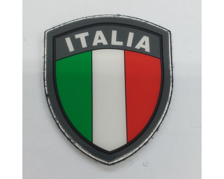 SCUDETTO ITALIA PLASTIFICATO GRIGIO C/VELCRO