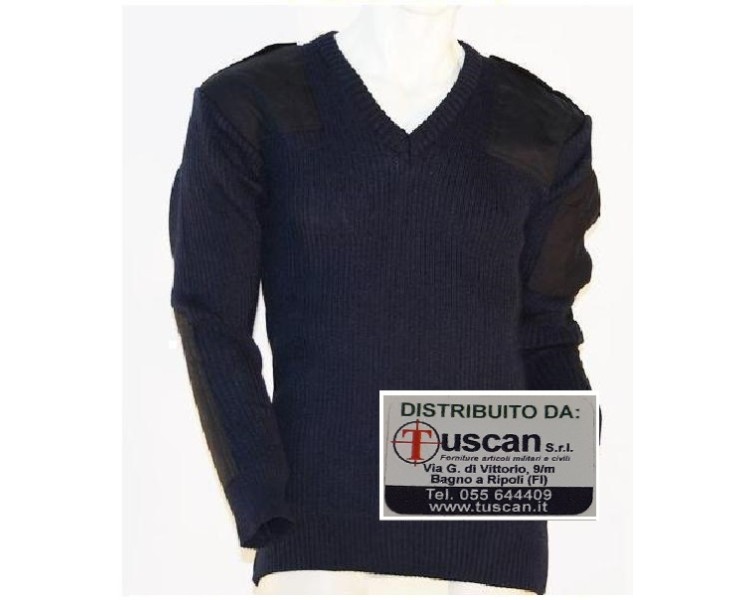 MAGLIONE BLU A V C/SPALLINE