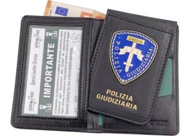 PORTAFOGLIO POLIZIA GIUDIZIARIA CON PLACCA BLU