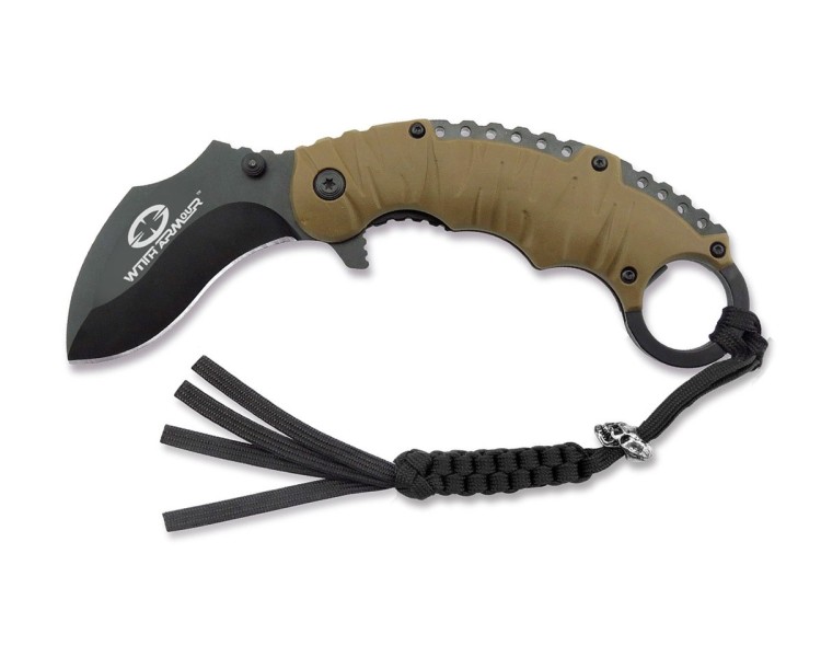 COLTELLO KARAMBIT NERO/TAN CON FODERO