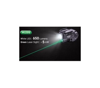 TORCIA PER PISTOLA 650 LUMENS C/LASER VERDE