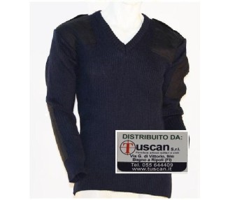 MAGLIONE BLU A V C/SPALLINE